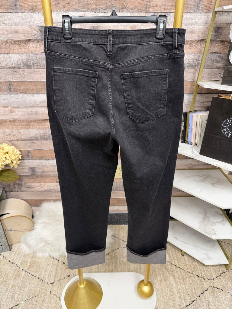 Evereve Black Straight Leg Cuffed Denim