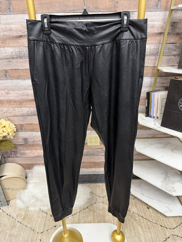 Commando Black Faux Leather Jogger Pants