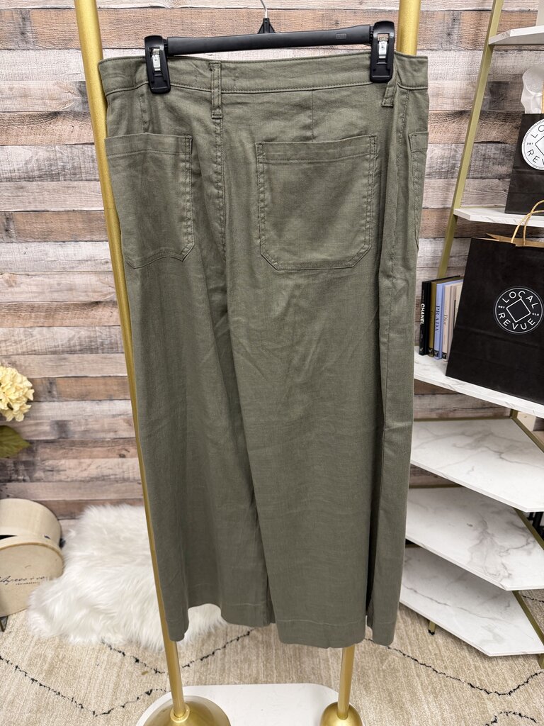 Evereve Green Cropped Linen Blend Pants