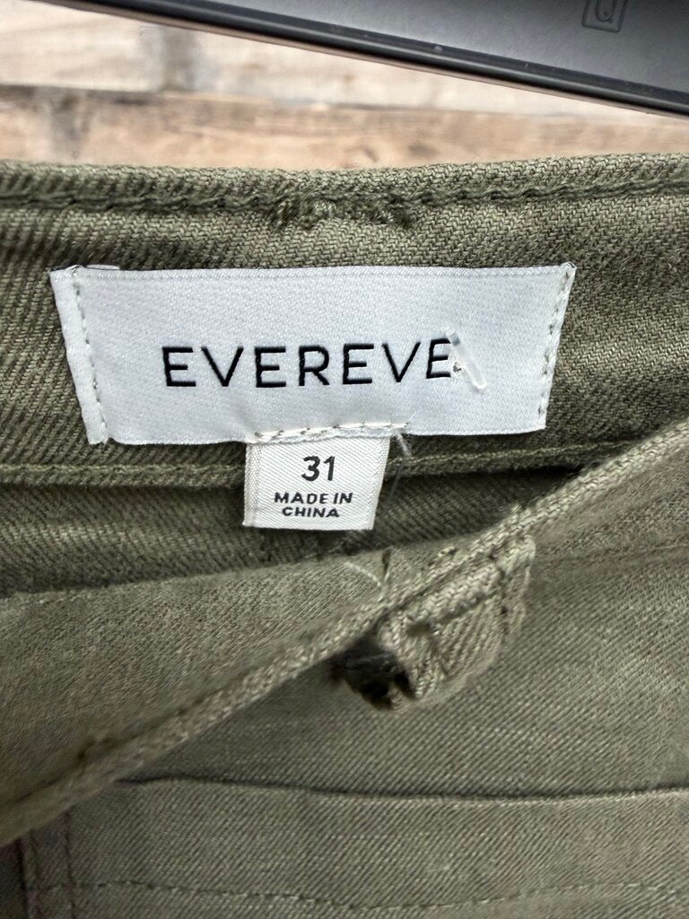 Evereve Green Cropped Linen Blend Pants