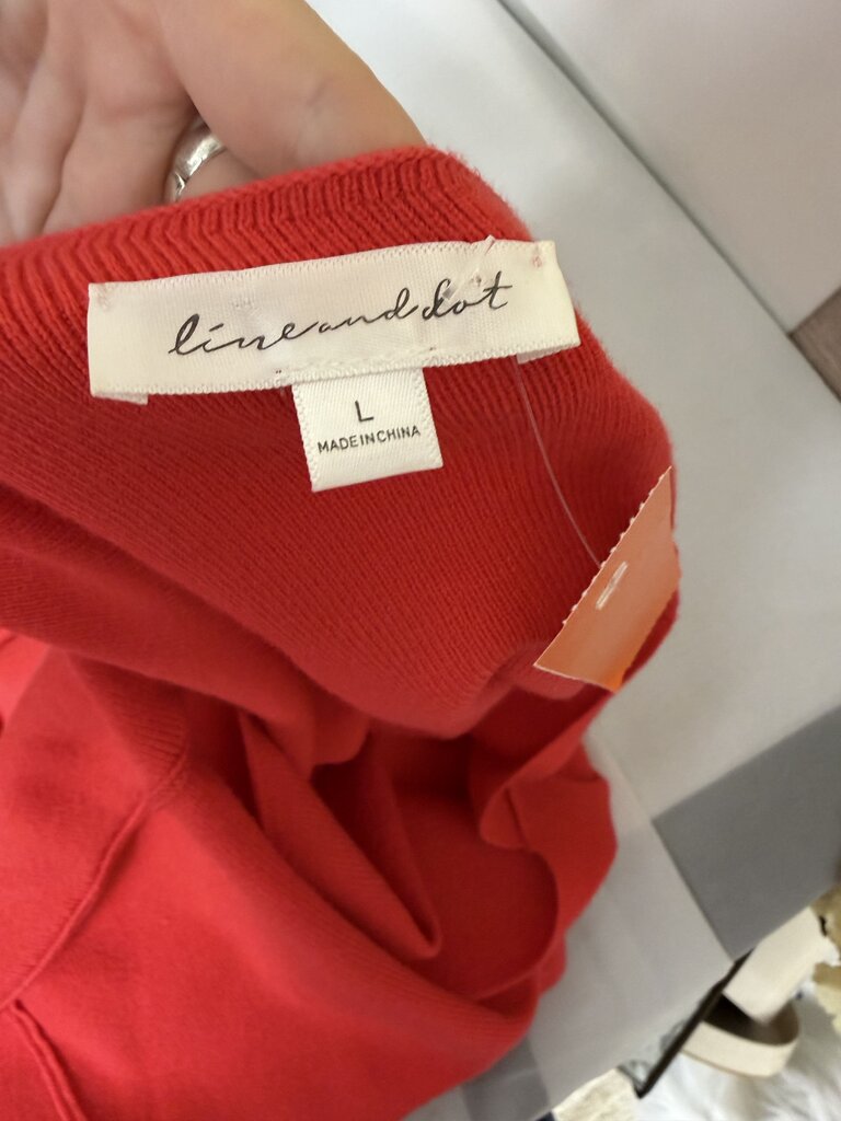 Line and Dot Red Asymmetrical Neckline Knit Top Line and Dot Red L women SWEATERS