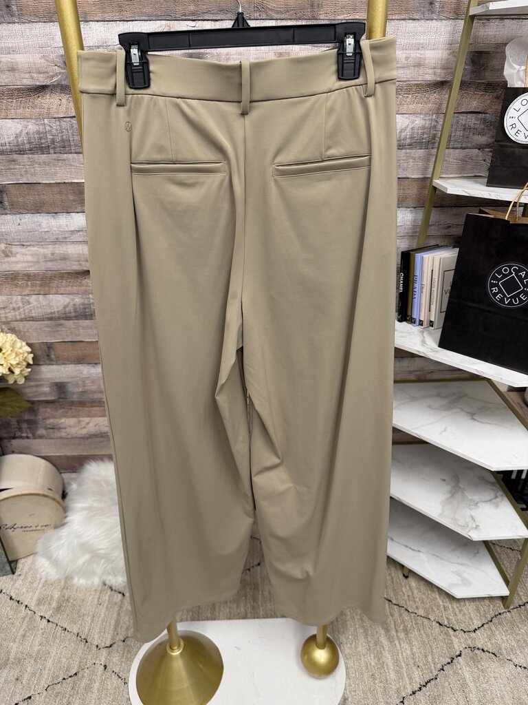 Lululemon Khaki Wide Leg Pleated Trousers