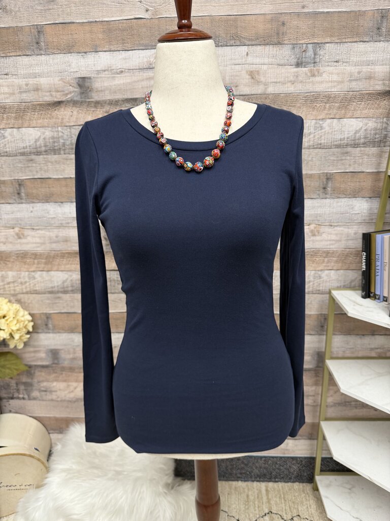 J Crew Navy Long Sleeve Perfect Fit Tee