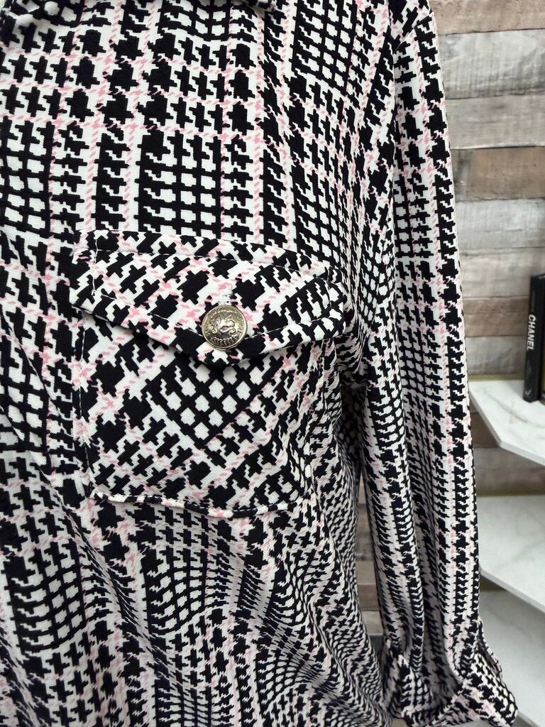 Tommy Hilfiger houndstooth pink/black blouse