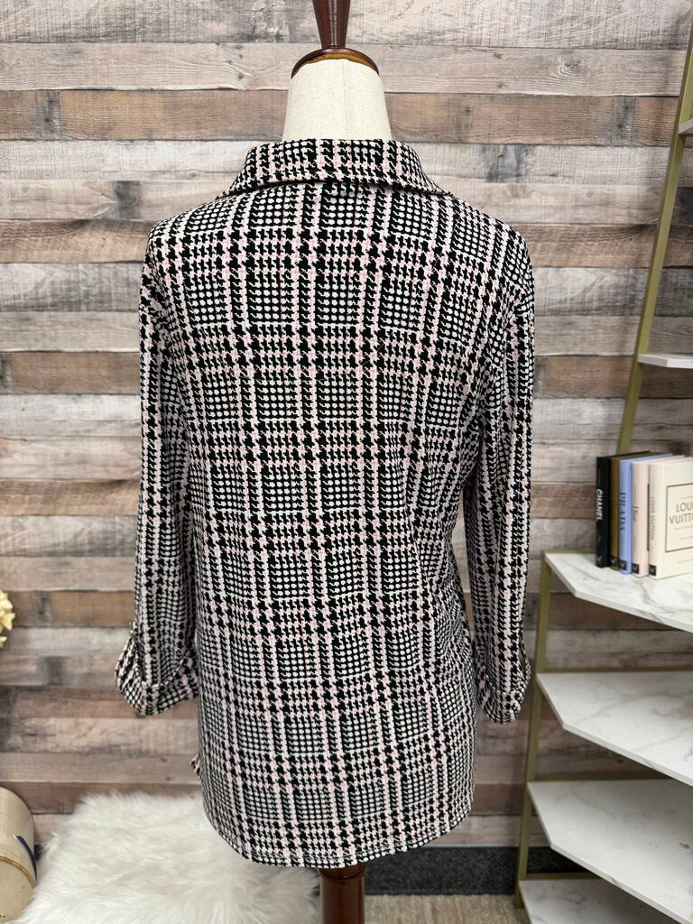 Tommy Hilfiger houndstooth pink/black blouse