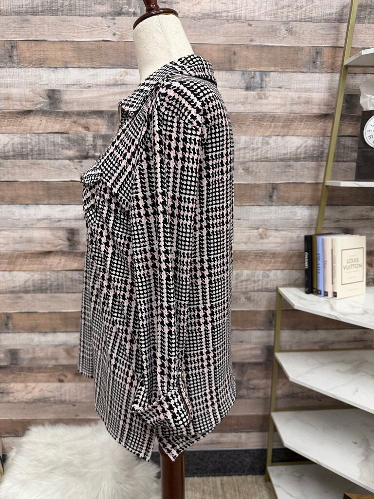 Tommy Hilfiger houndstooth pink/black blouse