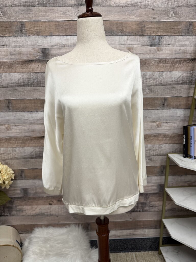 Chicos cream silk blend long sleeve blouse NWT