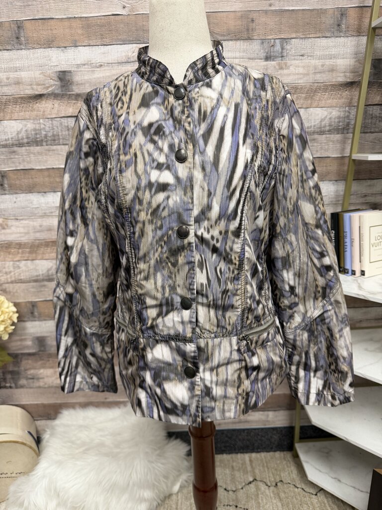 Chicos abstract print zip front jacket with pockets