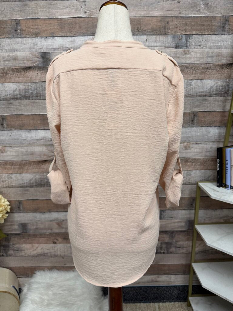 Calvin Klein pink roll tab button down shirt NWT
