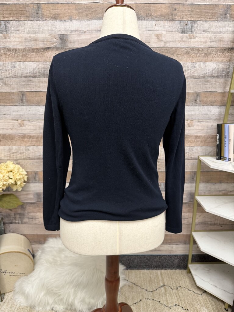 Tommy Hilfiger navy v-neck sweater with gold studded argyle pattern