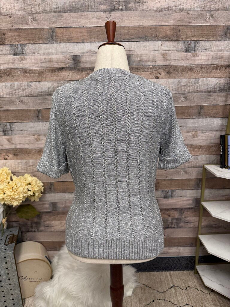 Black House White Market silver metallic knit cardigan