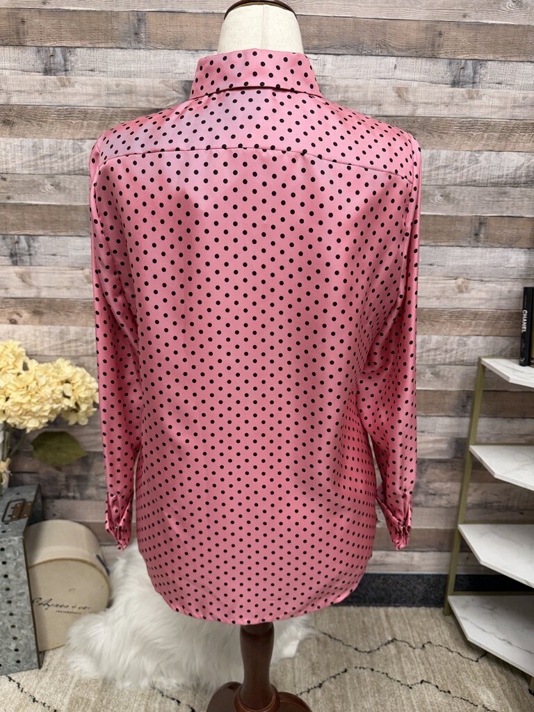 Jones New York pink with black polka dot blouse