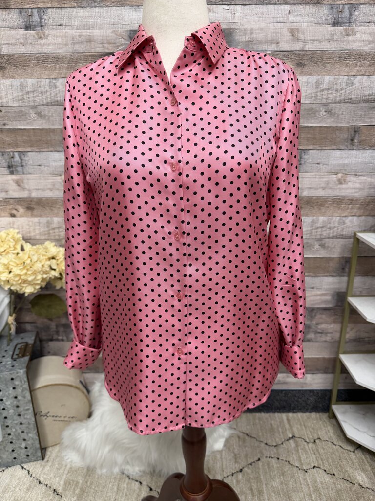 Jones New York pink with black polka dot blouse