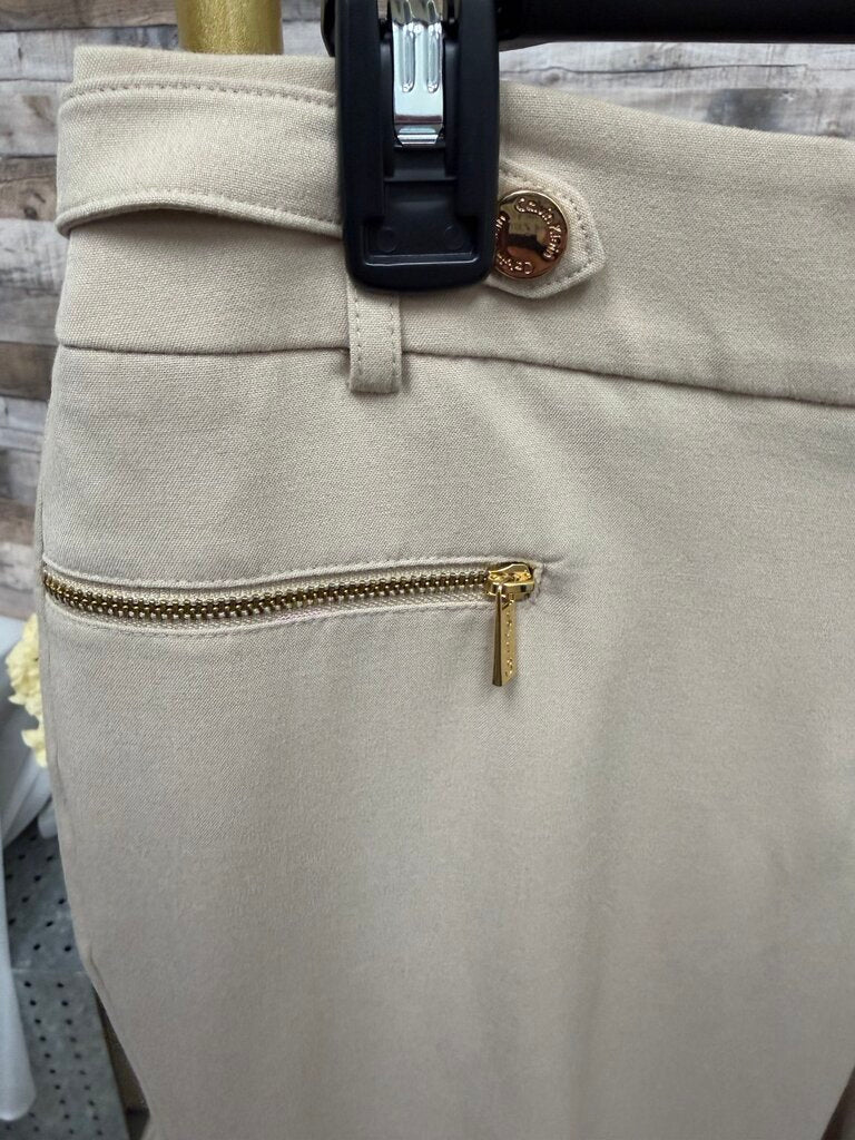 Calvin Klein beige straight leg dress pant with zip pockets