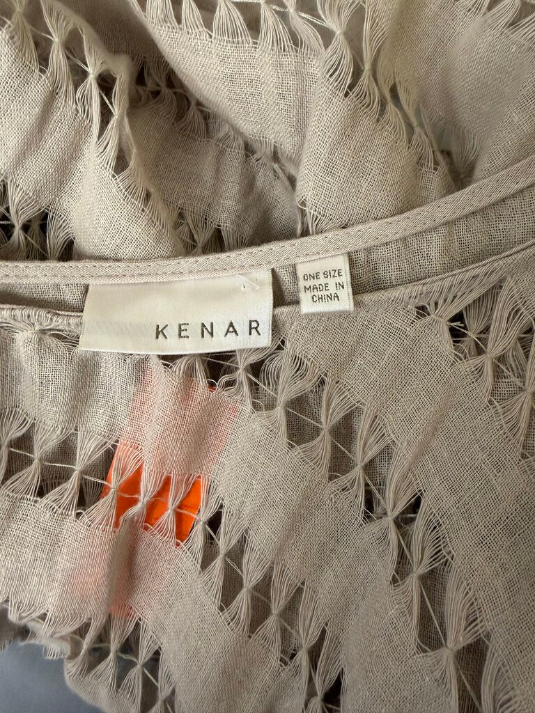 Kenar Tan Poncho With Fringe Detail