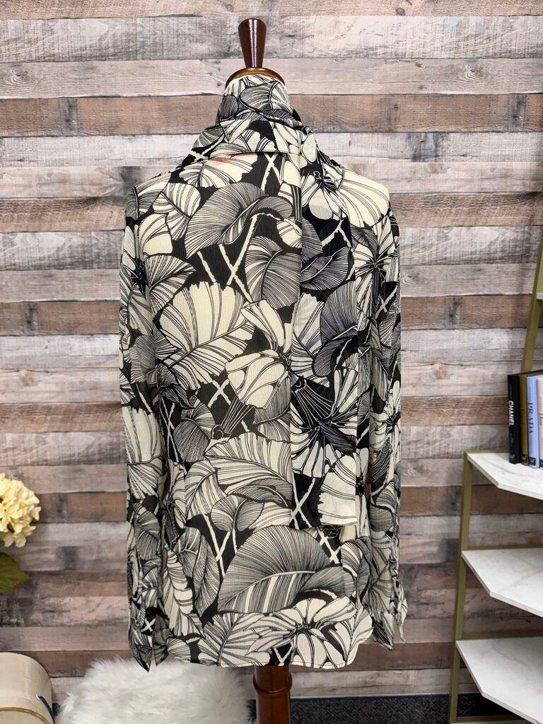 Nautica black/cream tropical leaf print with belt