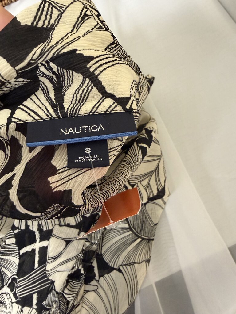 Nautica black/cream tropical leaf print with belt