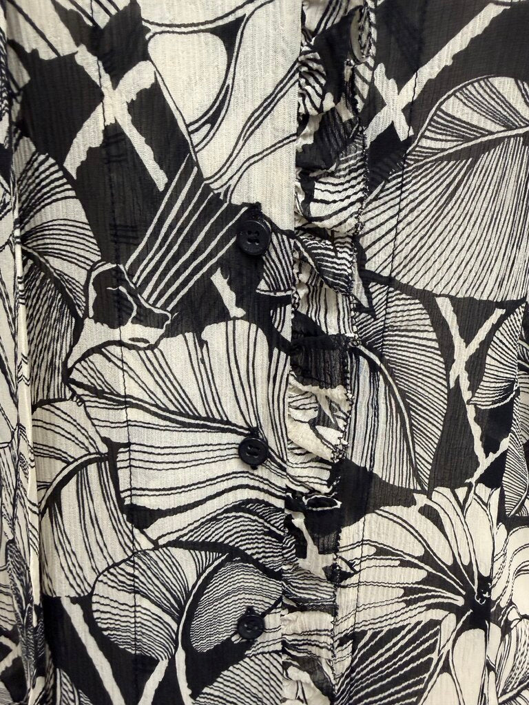 Nautica black/cream tropical leaf print with belt