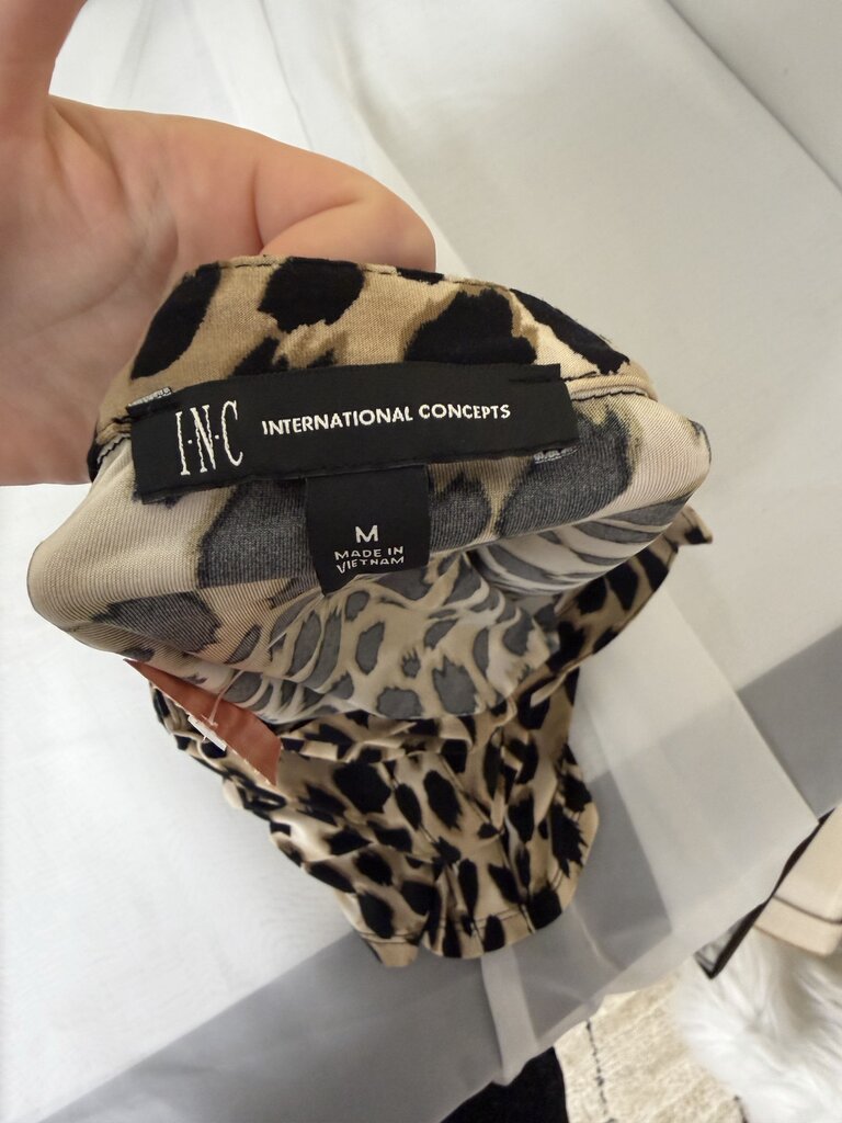 INC animal print v neck blouse