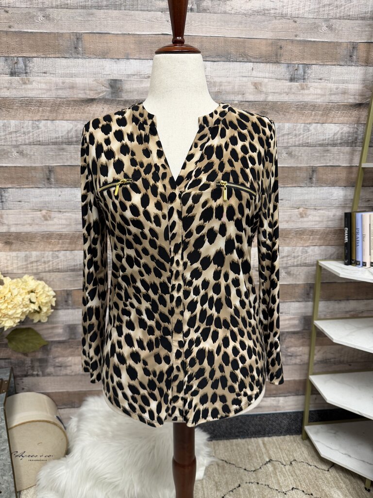 INC animal print v neck blouse