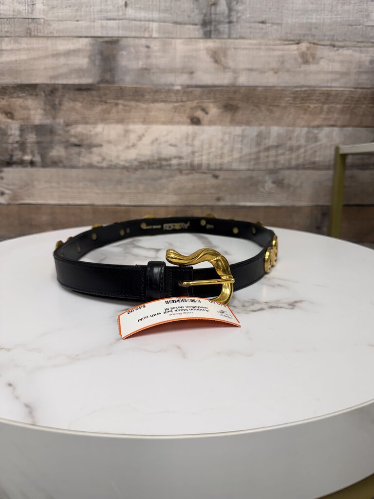Avignon black belt with gold medallion detail