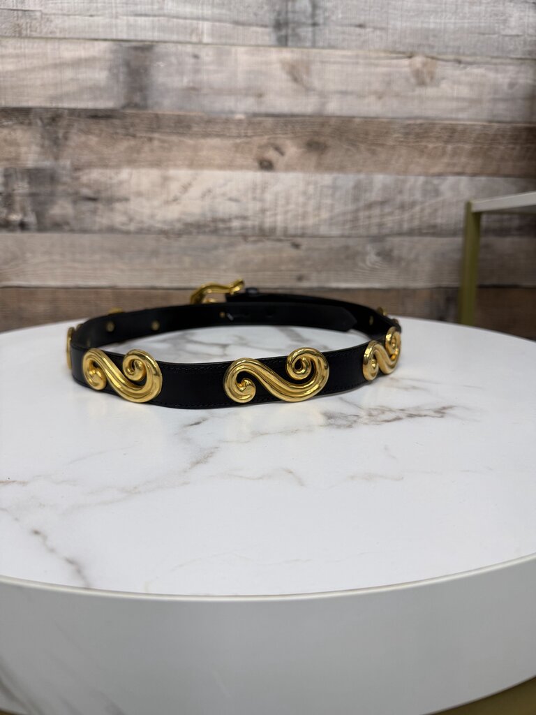 Avignon black belt with gold medallion detail