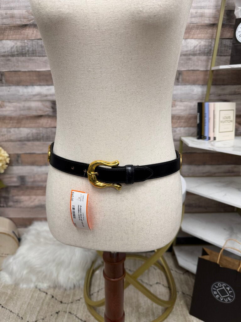 Avignon black belt with gold medallion detail