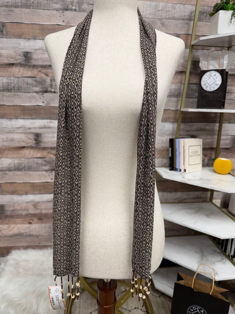 no brand brown with beads scarf