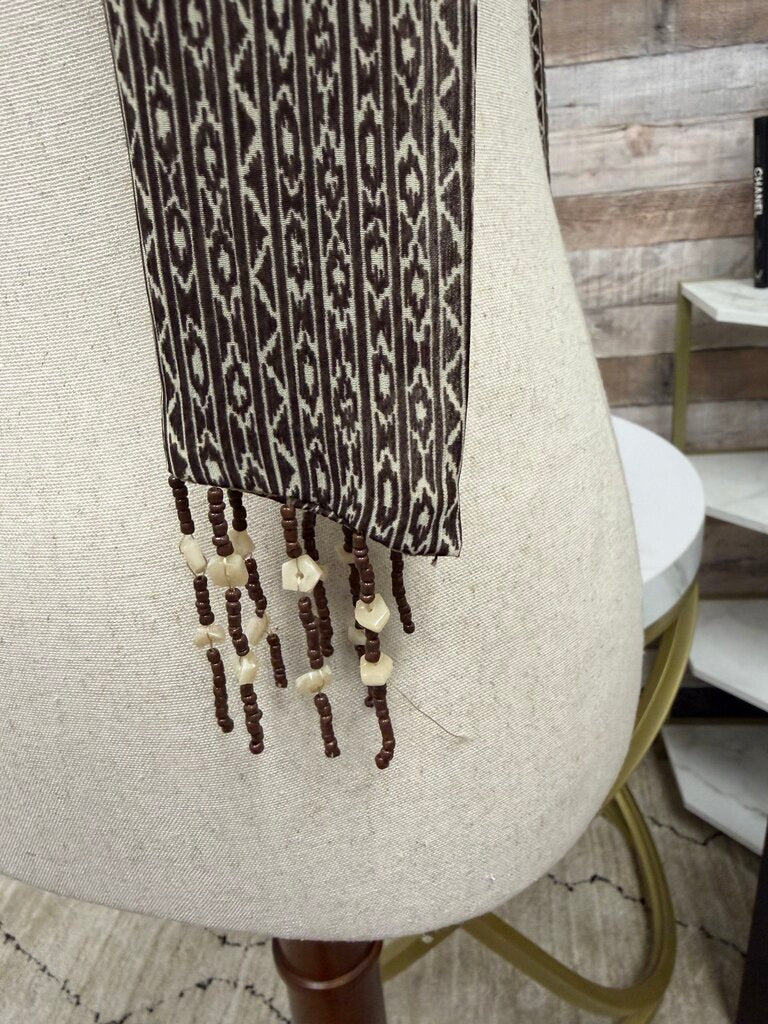 no brand brown with beads scarf
