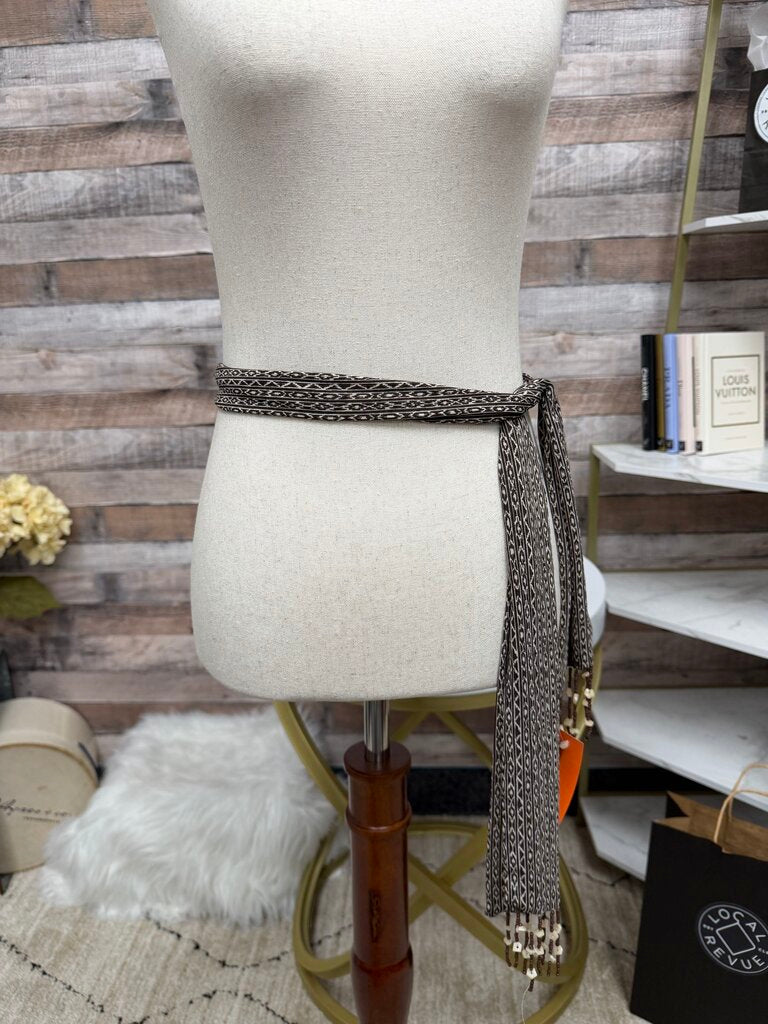 no brand brown with beads scarf