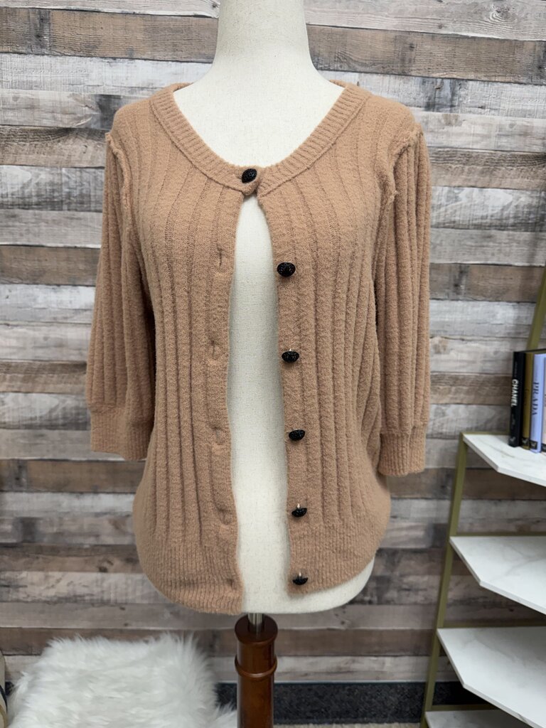 Free People cafe cream ribbed button down knit cardigan