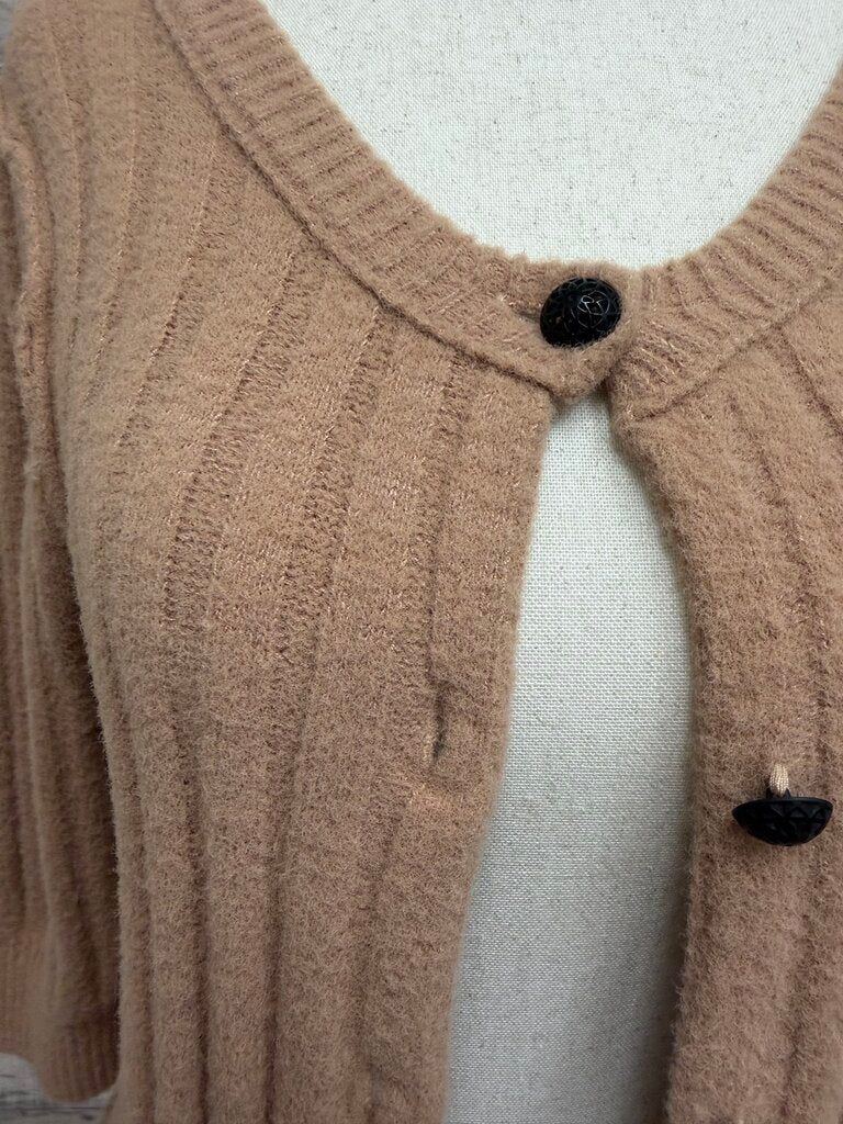 Free People cafe cream ribbed button down knit cardigan