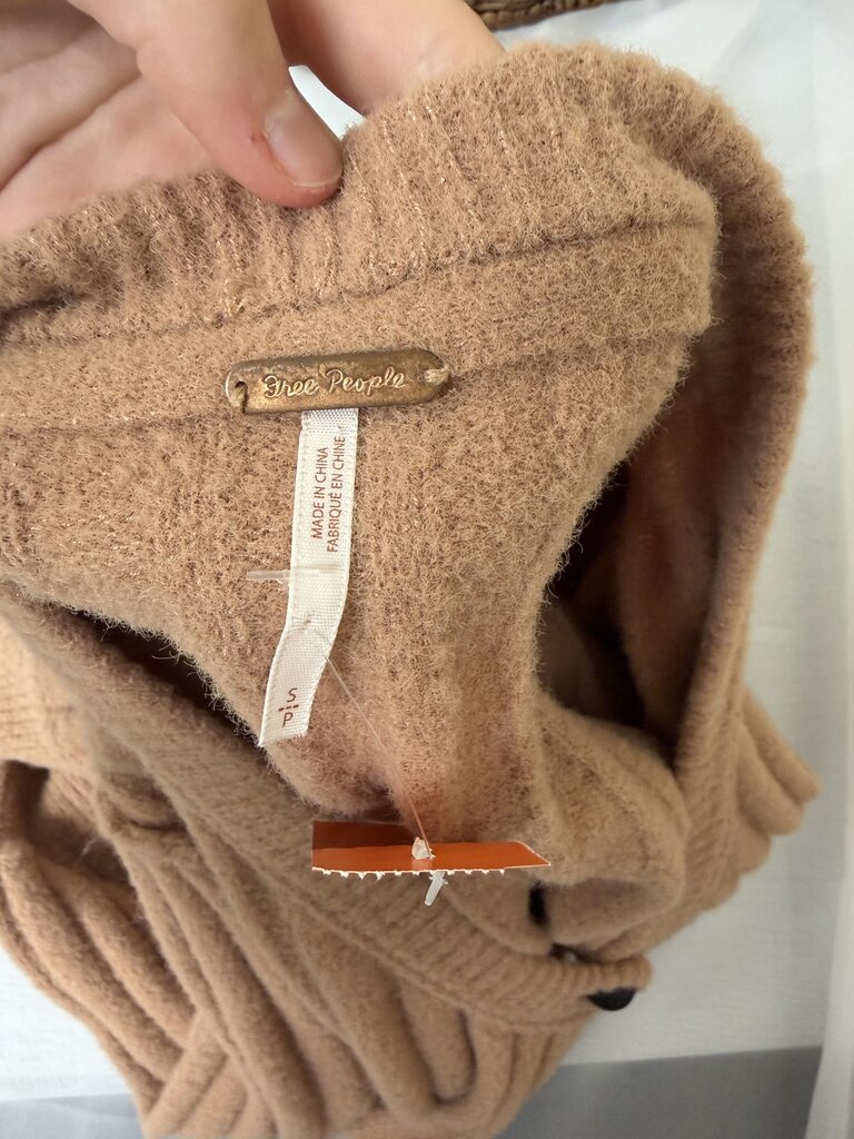 Free People cafe cream ribbed button down knit cardigan