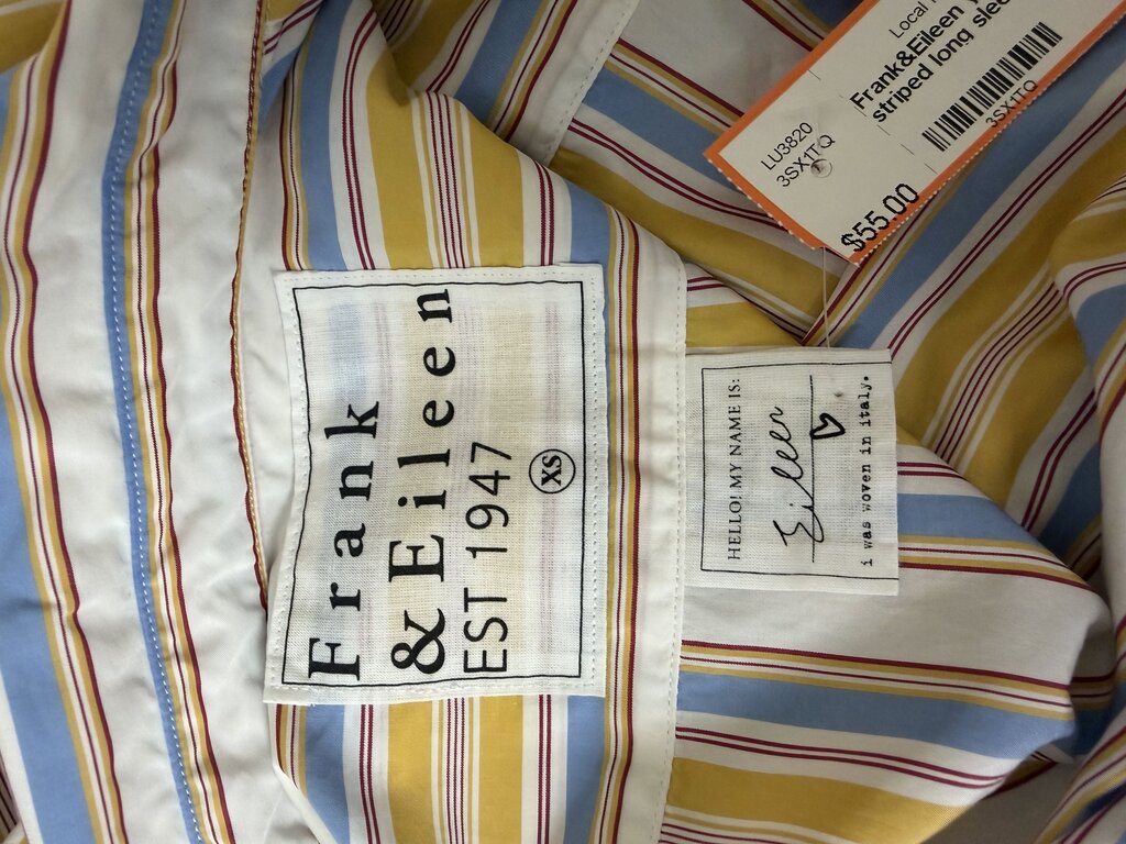 Frank&Eileen yellow button striped long sleeve shirt