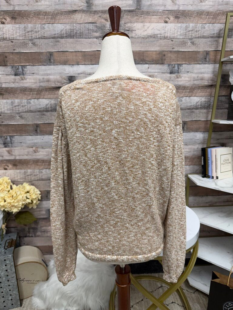 J Crew brown/white v-neck sweater