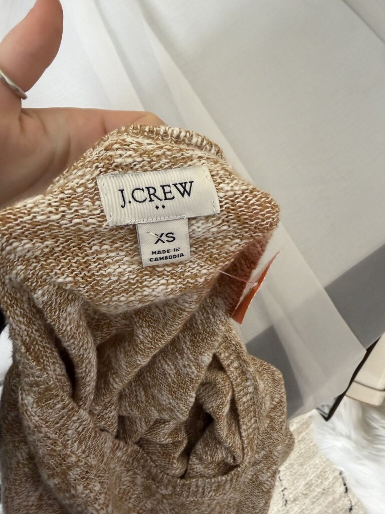 J Crew brown/white v-neck sweater