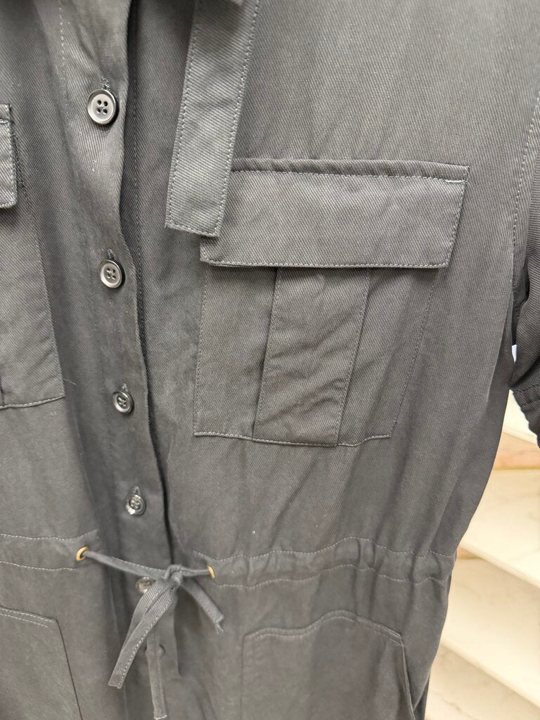 Banana Republic Black Utility Jumpsuit With Tie Waist and Buttons