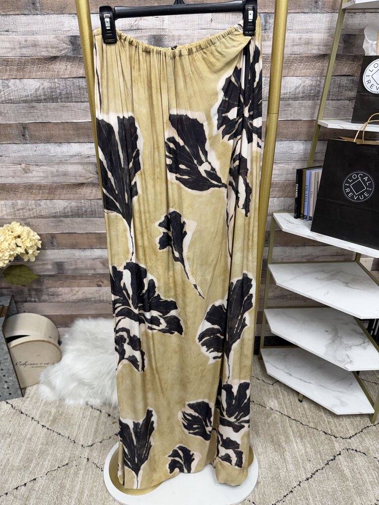 Zara Gold & Black Printed Maxi Cape Dress