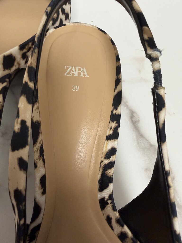Zara Leopard Print Slingback Kitten Heels