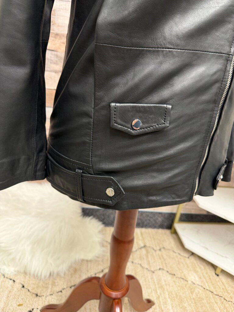 Zara Black Faux Leather Moto Jacket