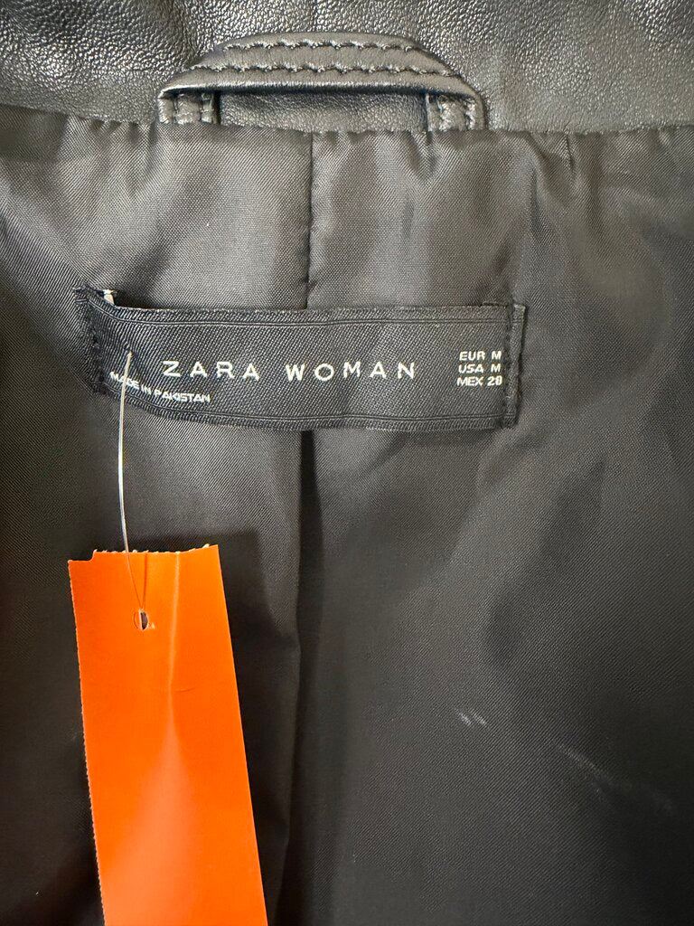 Zara Black Faux Leather Moto Jacket
