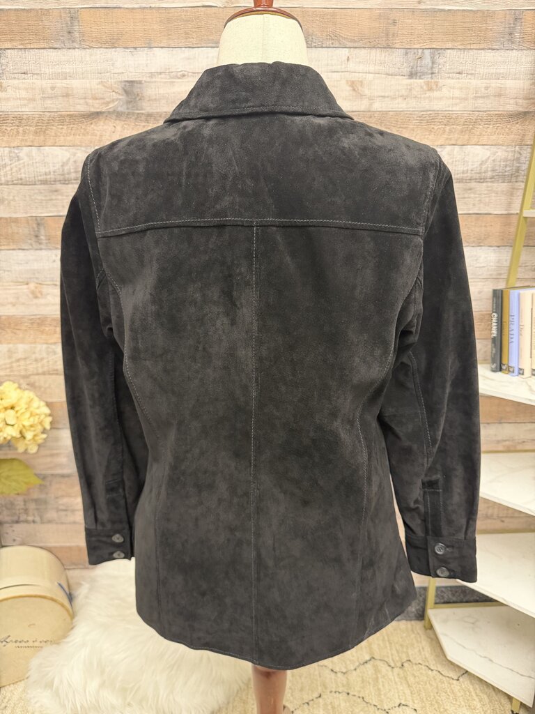 Valerie Stevens Black Suede Button Front Jacket