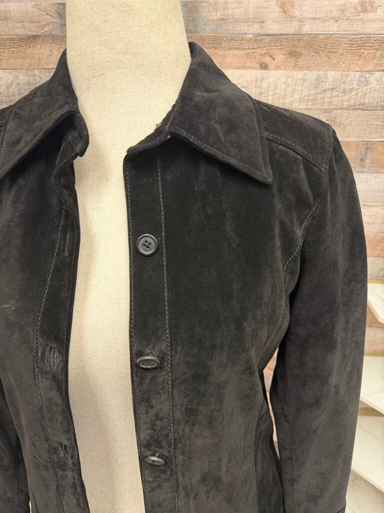 Valerie Stevens Black Suede Button Front Jacket