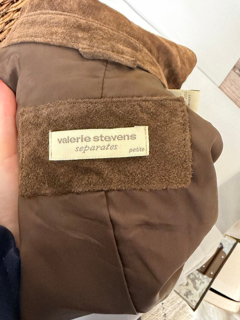 Valerie Stevens Brown Suede Button Front Jacket