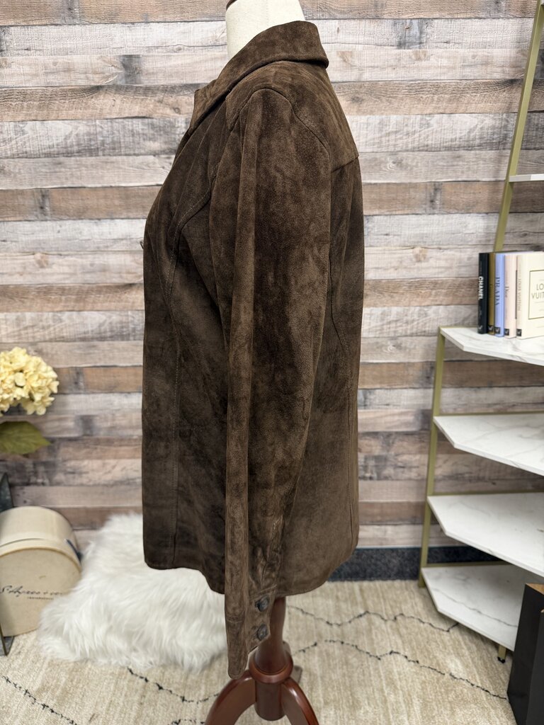 Valerie Stevens Brown Suede Button Front Jacket
