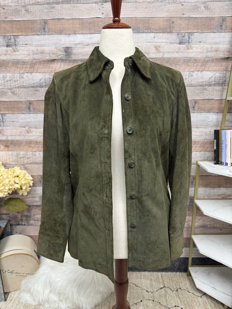 Valerie Stevens Green Suede Button Front Jacket