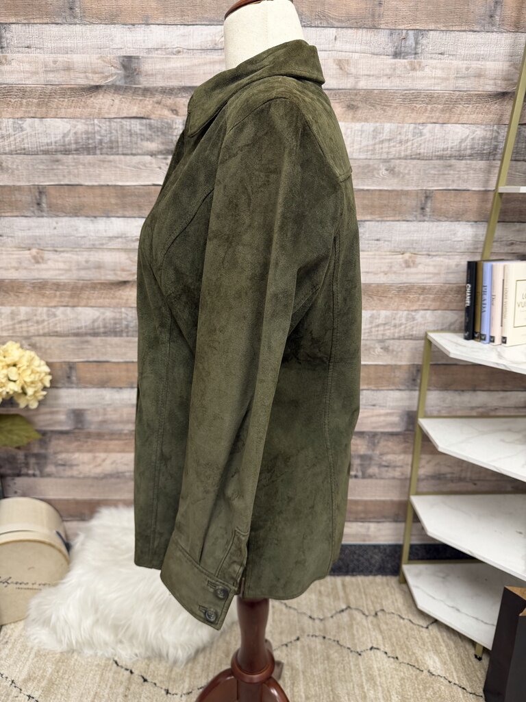 Valerie Stevens Green Suede Button Front Jacket