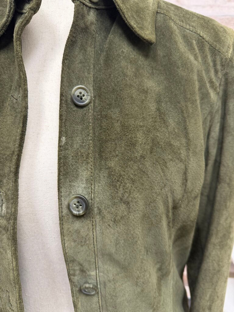 Valerie Stevens Green Suede Button Front Jacket