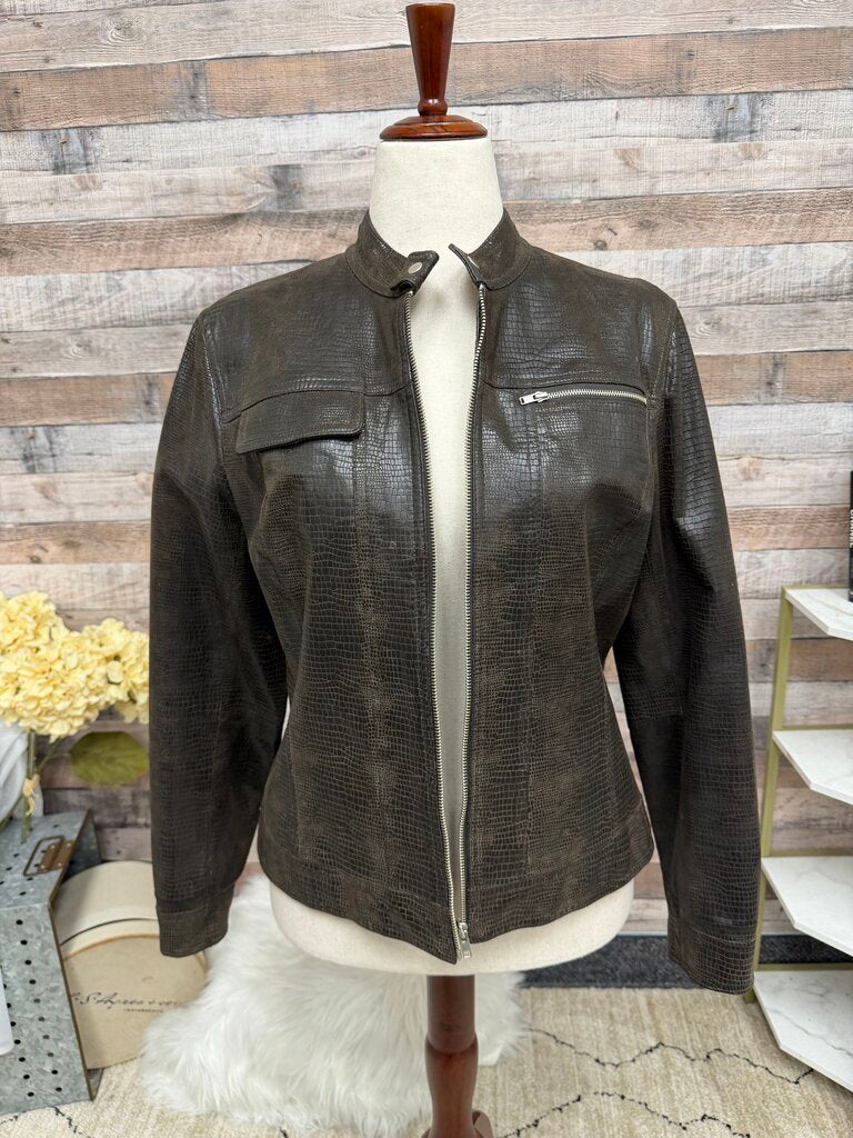 Vintage I.E. Textured Brown Leather Jacket