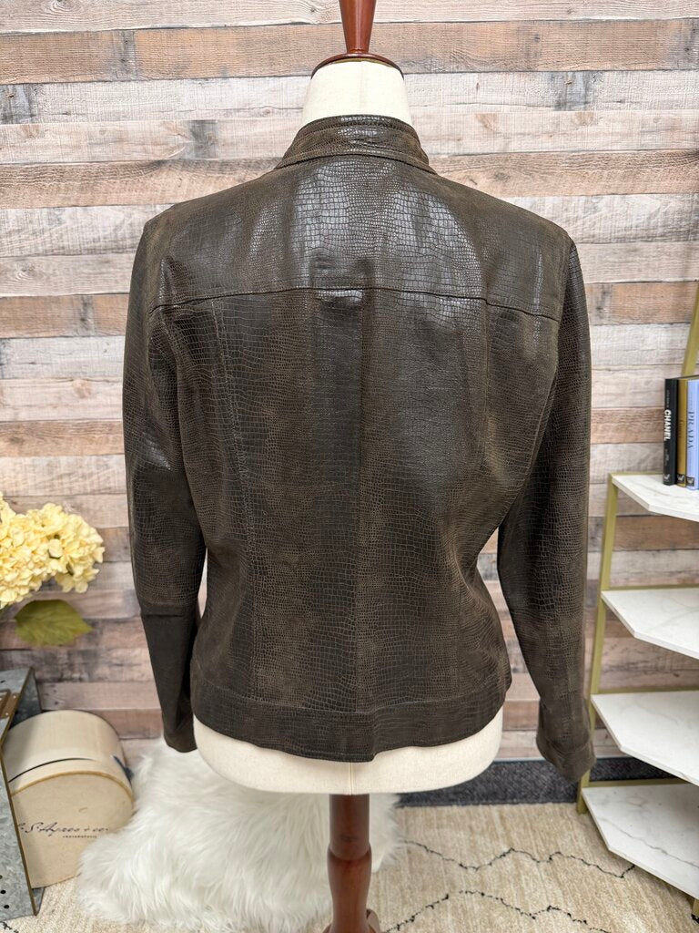Vintage I.E. Textured Brown Leather Jacket